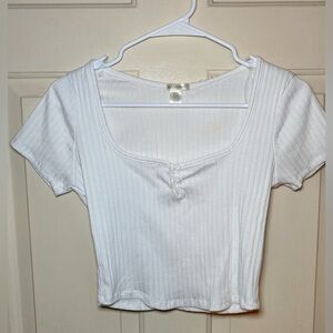 Bozzolo Women’s White Ribbed Crop Top‎ Size M